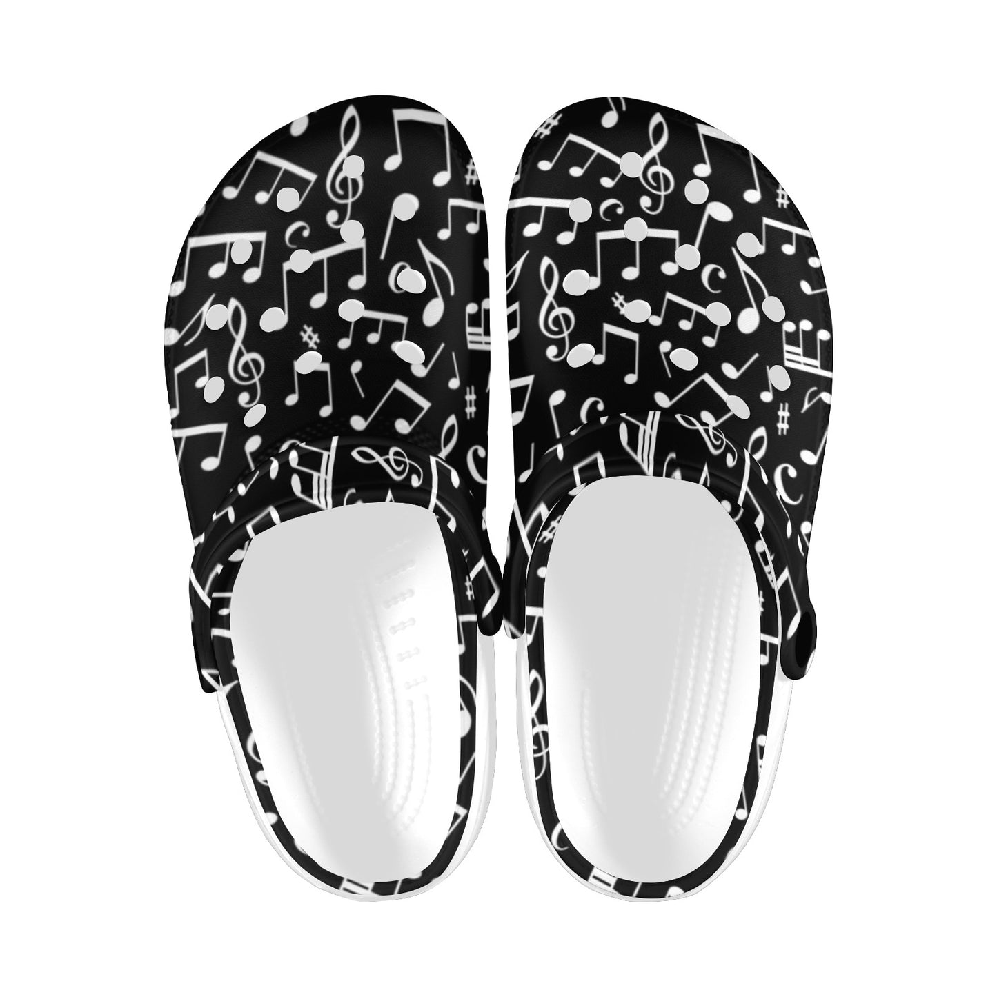 Music Note Black white Themed Print Unisex Clogs Shoes