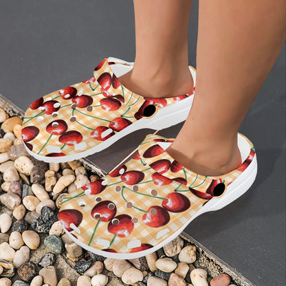 Cherry Orange Plaid Print Unisex Clogs Shoes