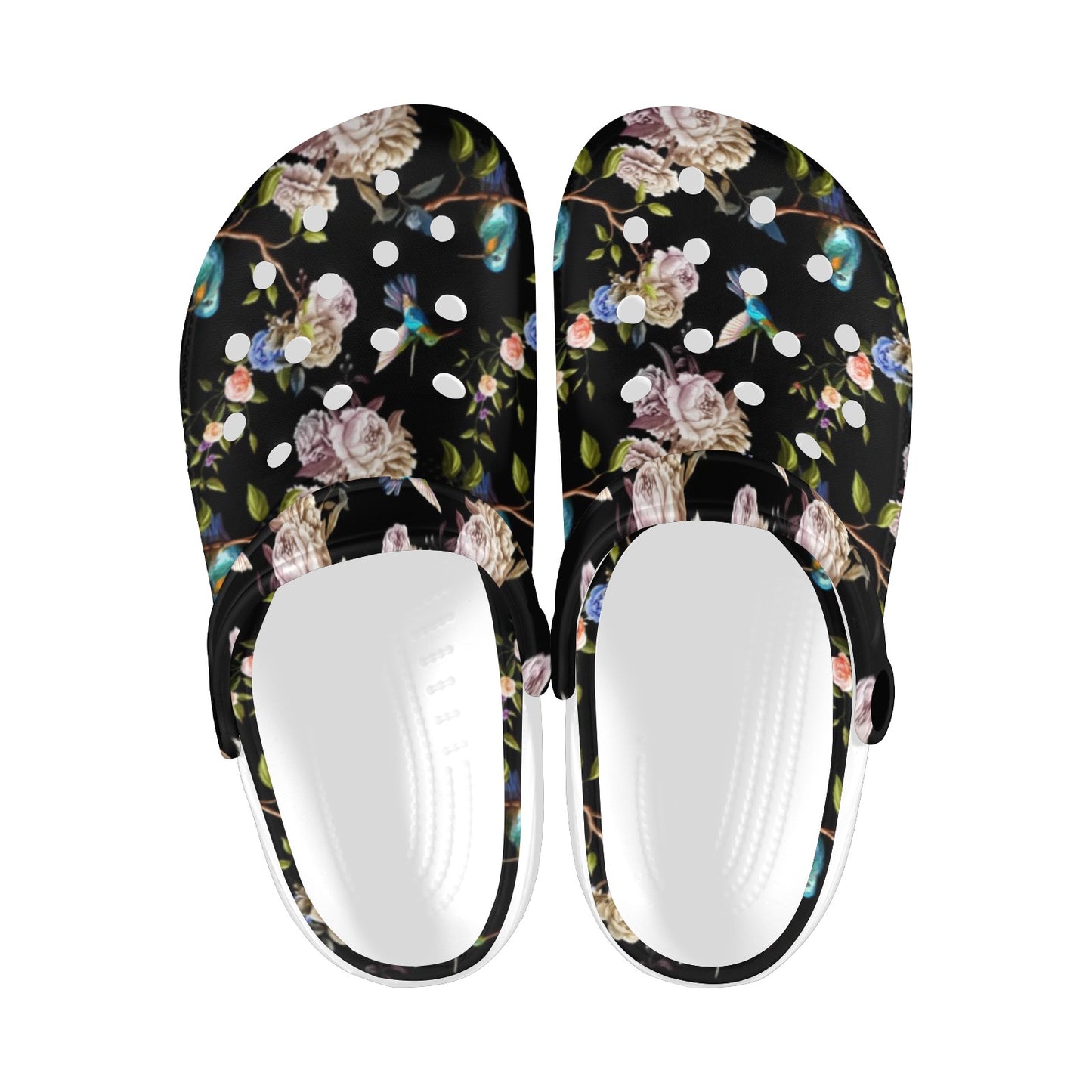 Hummingbird Flower Themed Print Unisex Clogs Shoes