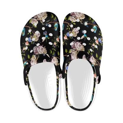 Hummingbird Flower Themed Print Unisex Clogs Shoes