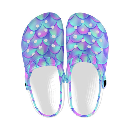 Mermaid Tail Design Print Pattern Unisex Clogs Shoes