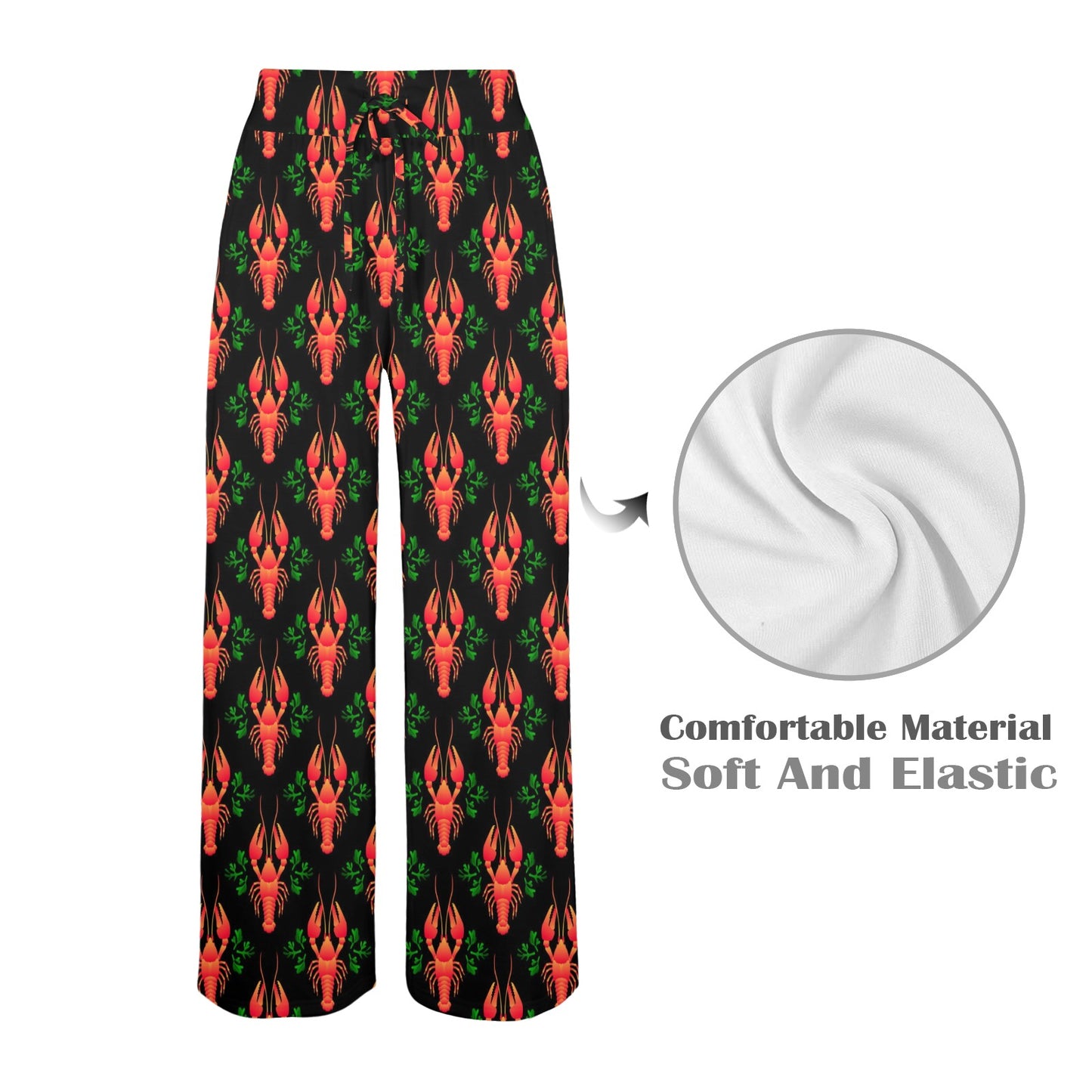 Lobster Print Design LKS403 Women's Wide Leg Lounge Pants