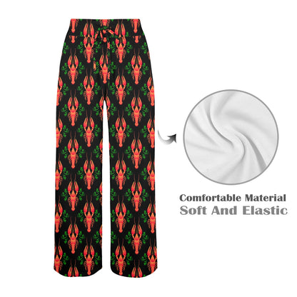 Lobster Print Design LKS403 Women's Wide Leg Lounge Pants