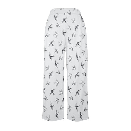 Swallow Bird Pattern Print Design 04 Women's Wide Leg Lounge Pants