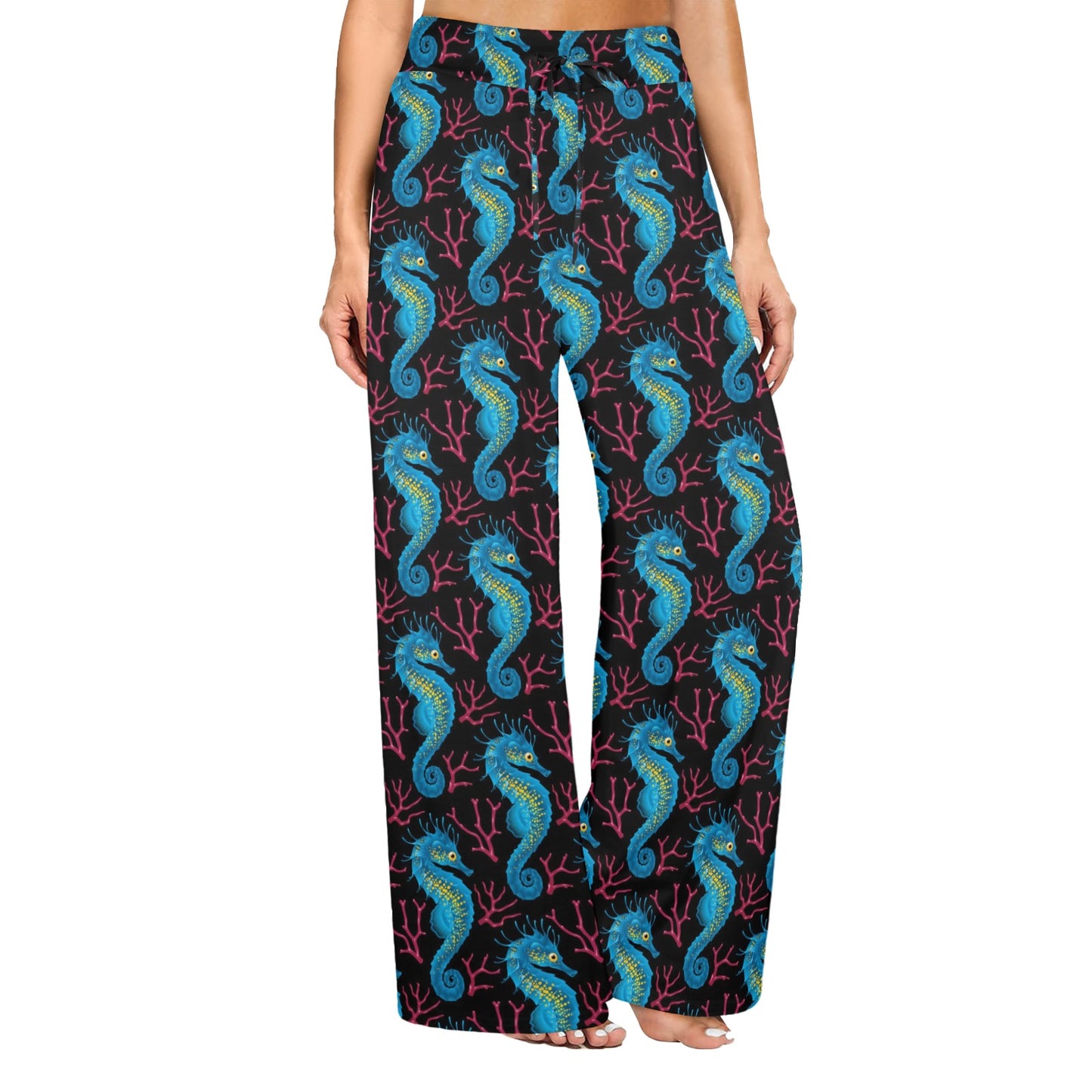 SeaHorse Print Design LKS401 Women's Wide Leg Lounge Pants