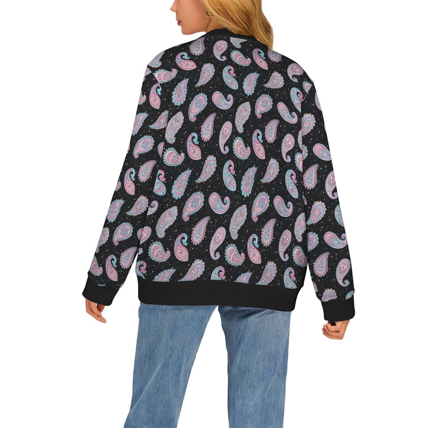 Paisley Pink Design Mandala Print Women's Cardigan