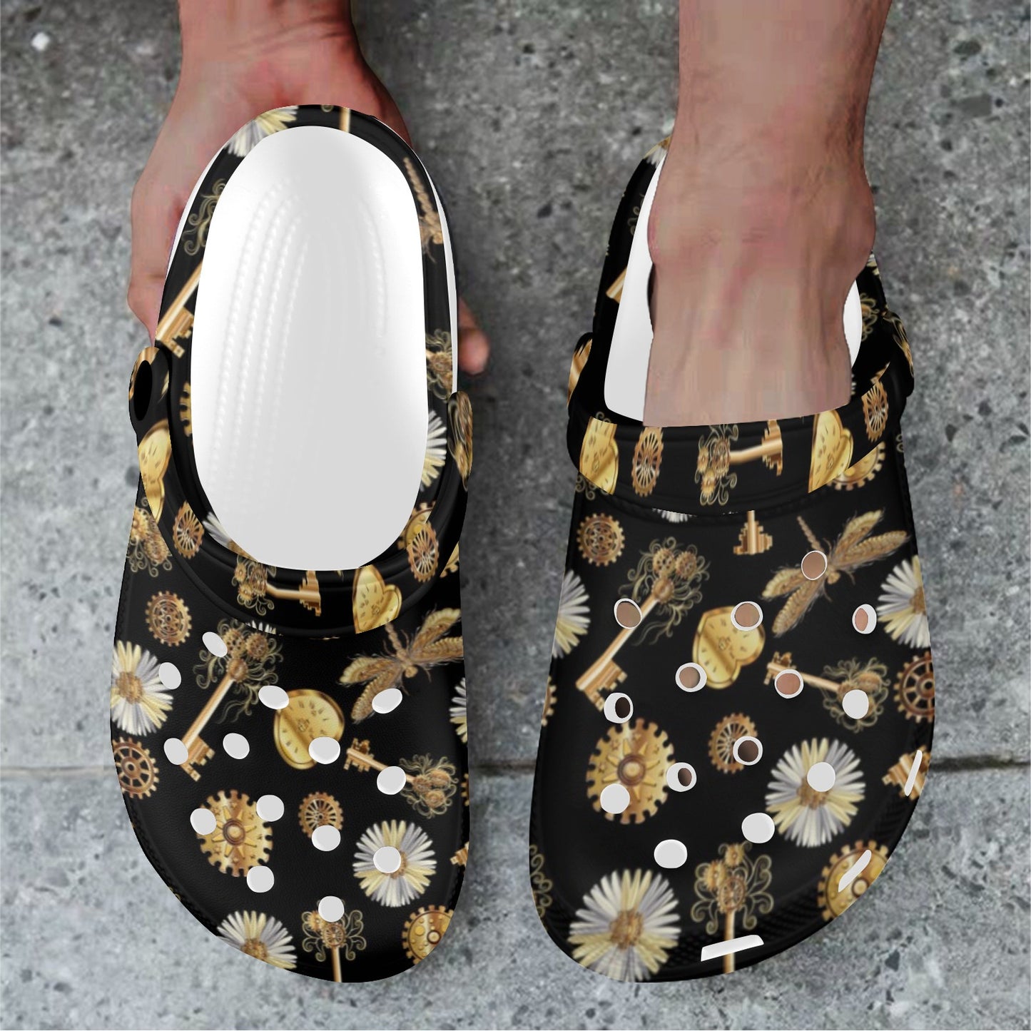 Steampunk Dragonfly Design Themed Print Unisex Clogs Shoes