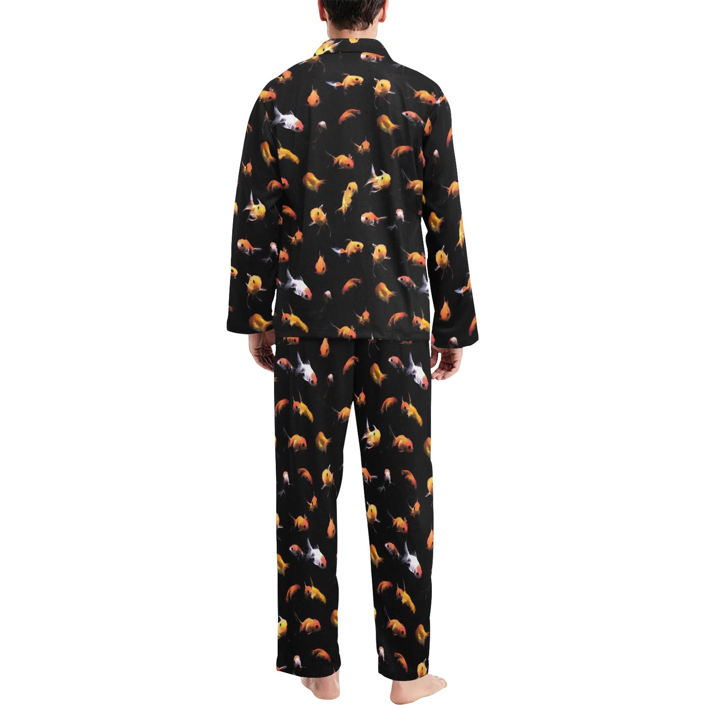 Goldfish Print Design LKS402 Men's Long Pajama Set
