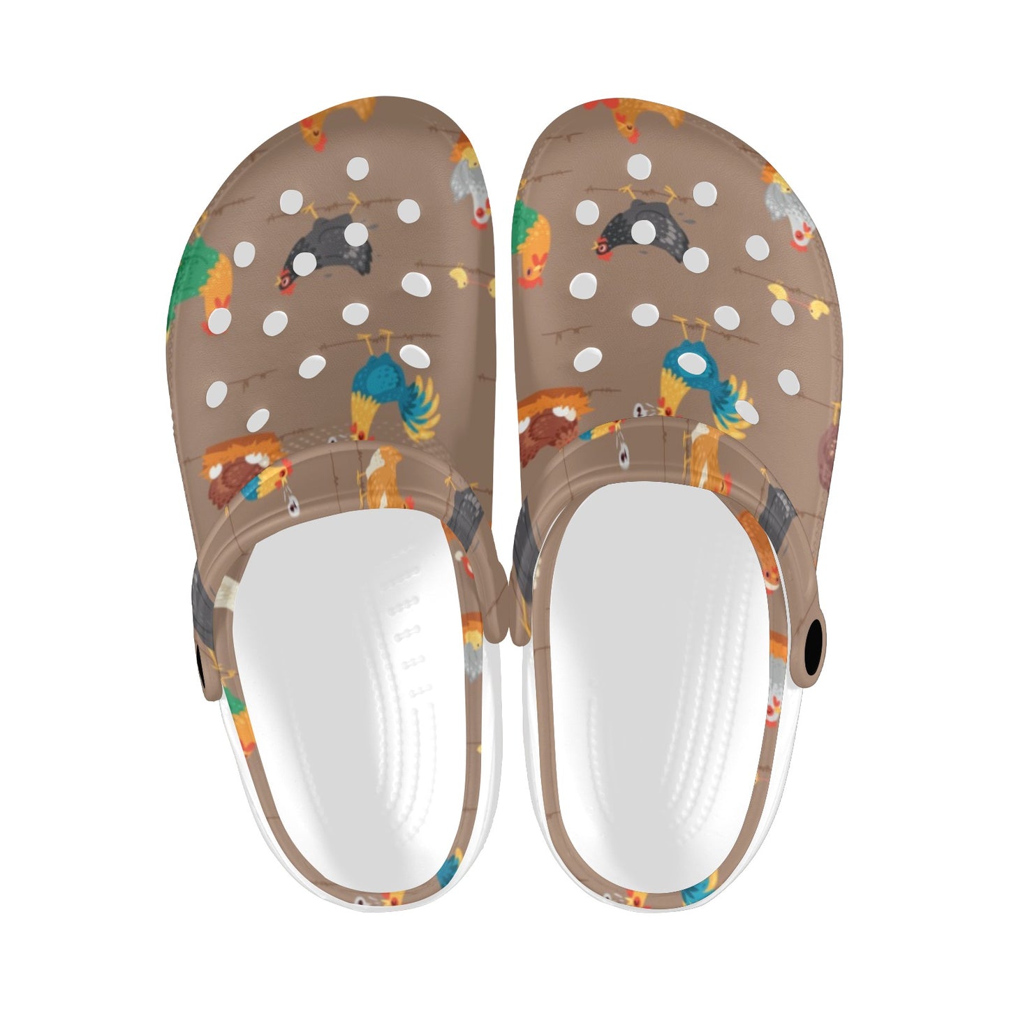 Chicken Happy Print Pattern Unisex Clogs Shoes
