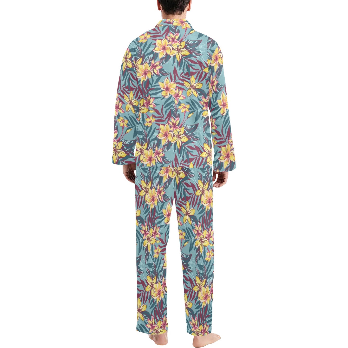 Summer Floral Print Design LKS304 Men's Long Pajama Set