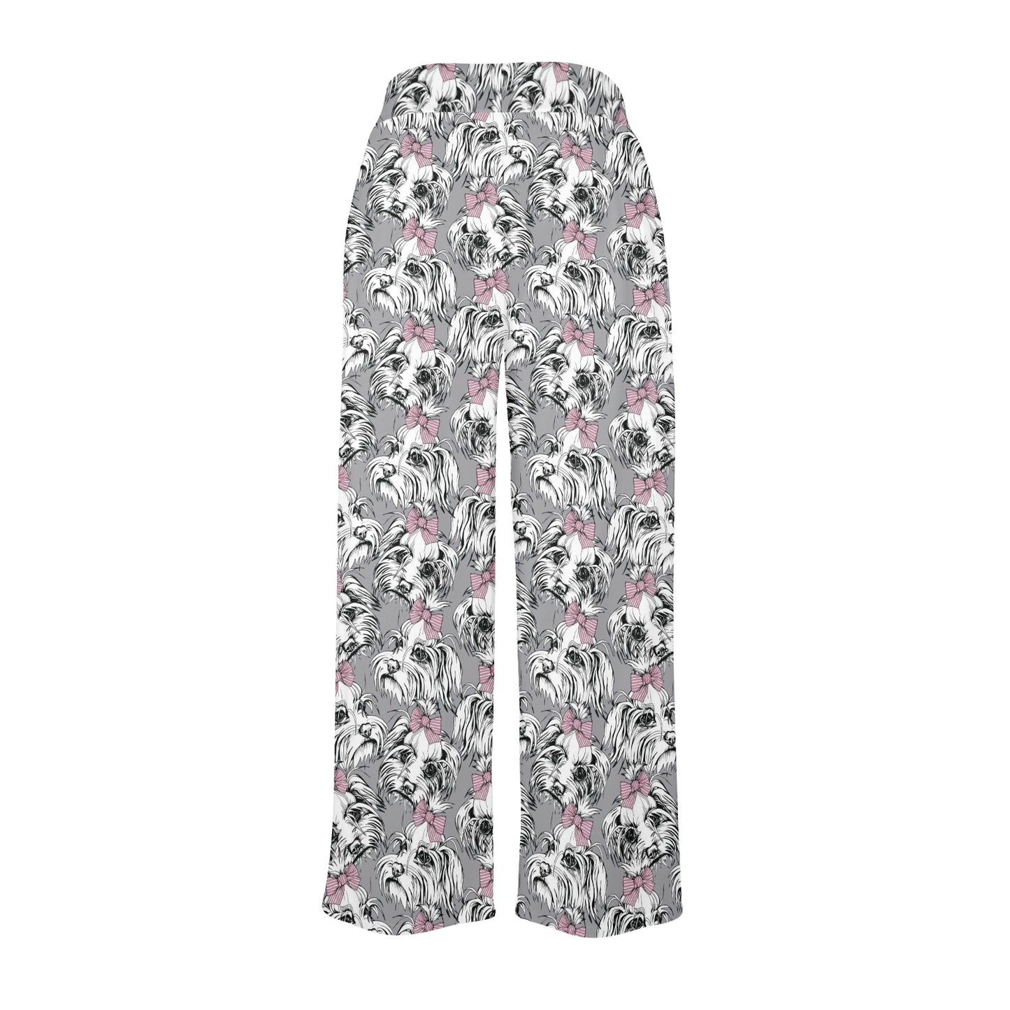 Maltese Pattern Print Design 01 Women's Wide Leg Lounge Pants