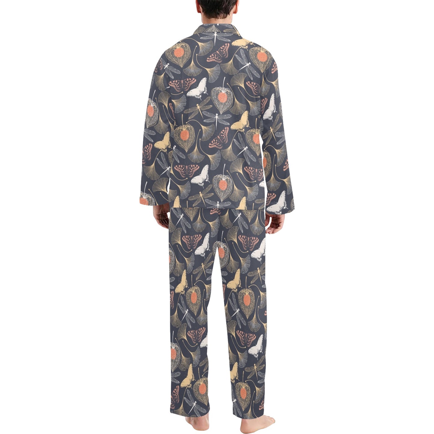 Dragonfly Print Design LKS404 Men's Long Pajama Set