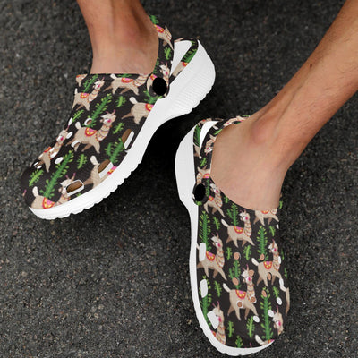 Alpaca Cactus Design Themed Print Unisex Clogs Shoes