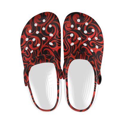 Maori Red Black Themed Design Unisex Clogs Shoes