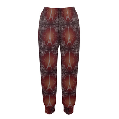 Eiffel Tower Drawing Print Women's Casual Track Pants