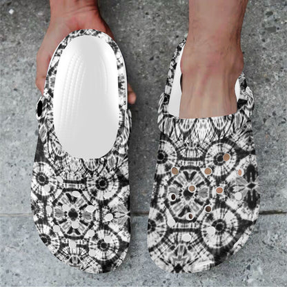 Tie Dye Black White Design Print Unisex Clogs Shoes