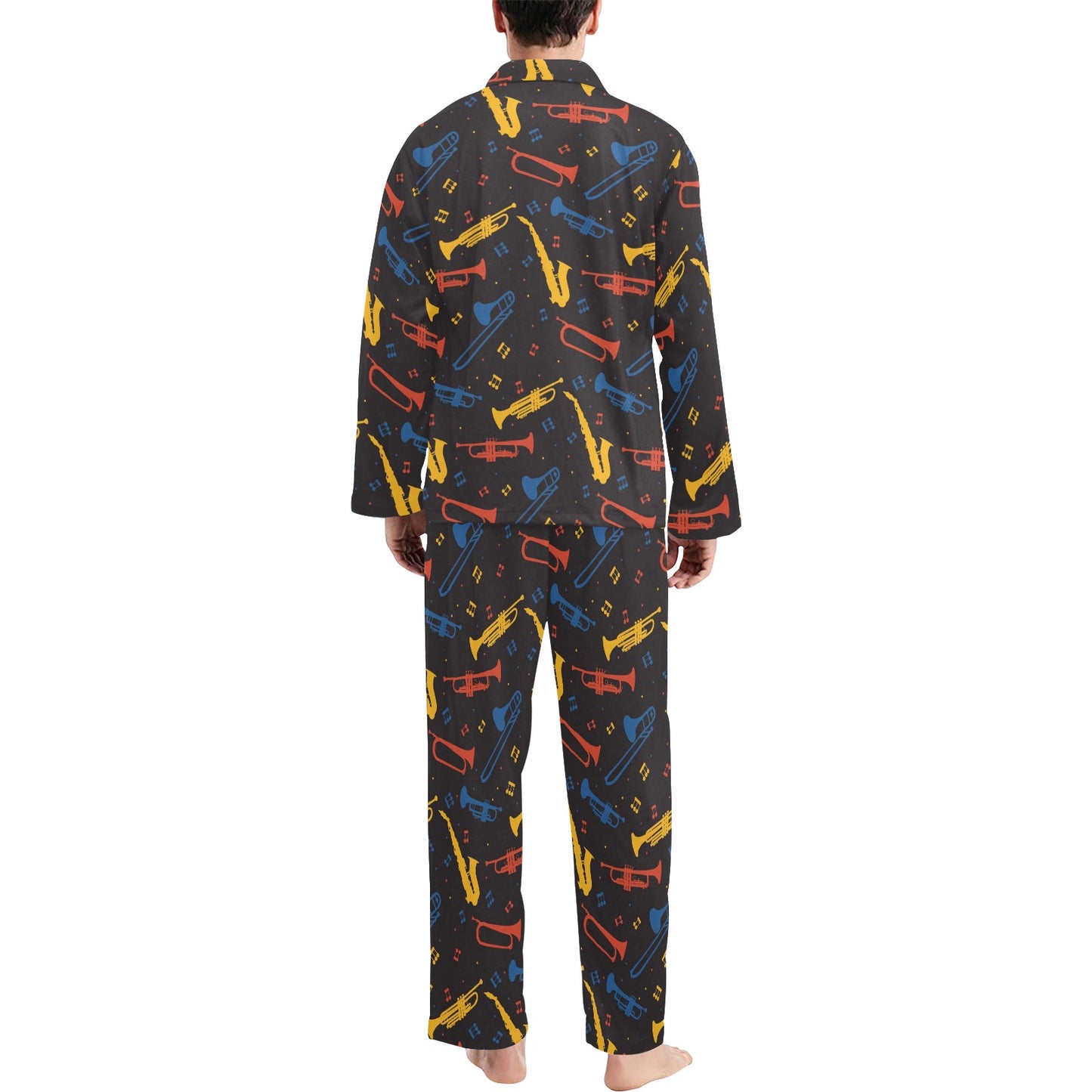 Saxophone Print Design LKS407 Men's Long Pajama Set