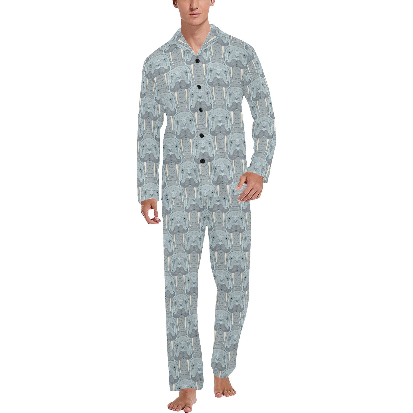 Walrus Print Design LKS402 Men's Long Pajama Set