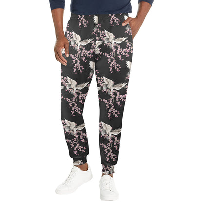 Crane Pattern Print Design 01 Men's Casual Track Pants
