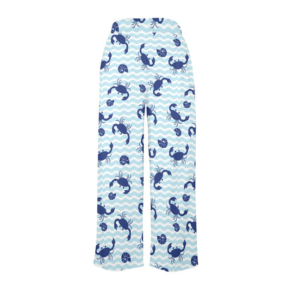 Crab Pattern Print Design 04 Women's Wide Leg Lounge Pants