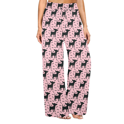Chihuahua Pink Print Pattern Women's Wide Leg Lounge Pants