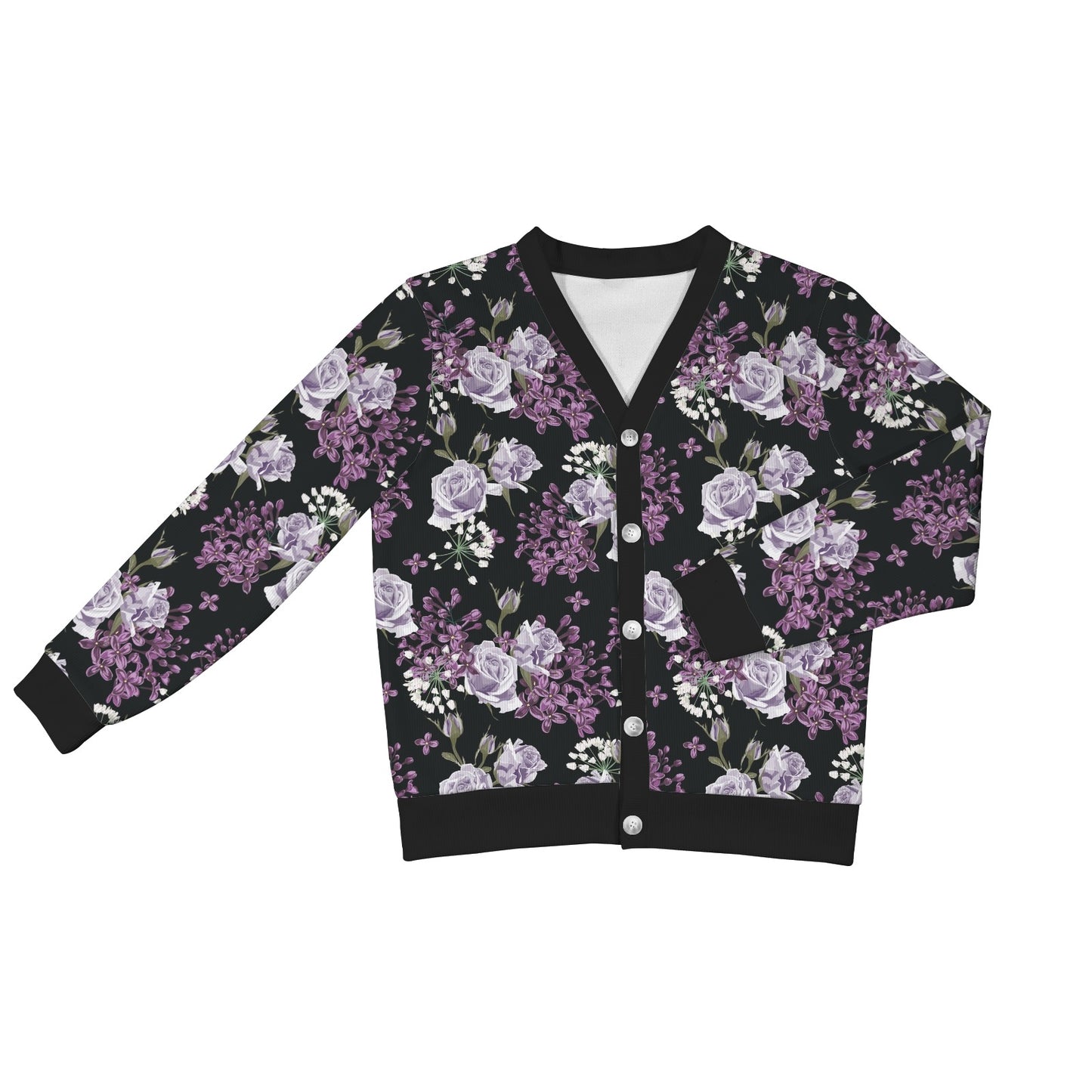 Lilac Pattern Print Design LI04 Women's Cardigan