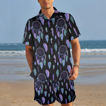 Dream Catcher Tribal Design Men's Beach Shirt and Shorts Set