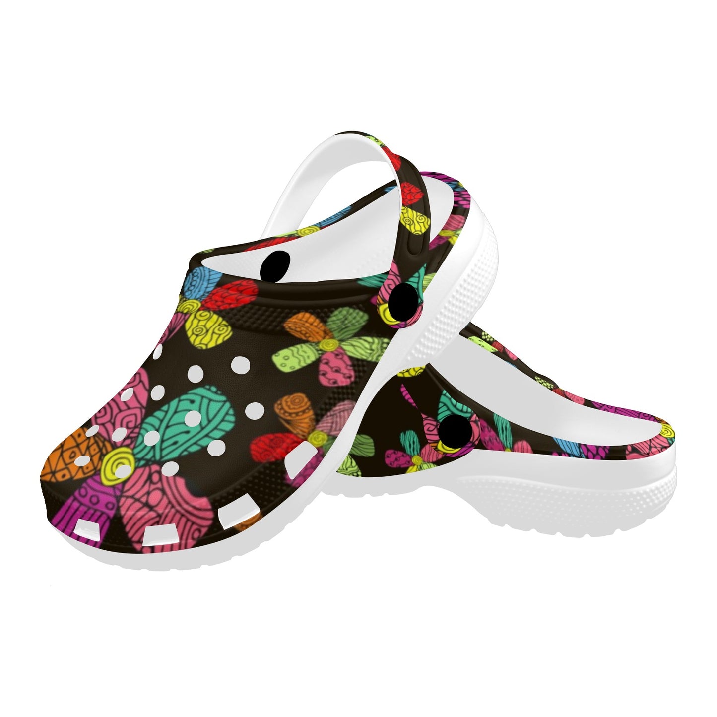 Flower Power Colorful Print Pattern Unisex Clogs Shoes