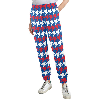 Patriotic Houndstooth Pattern Print Design A02 Women's Casual Track Pants