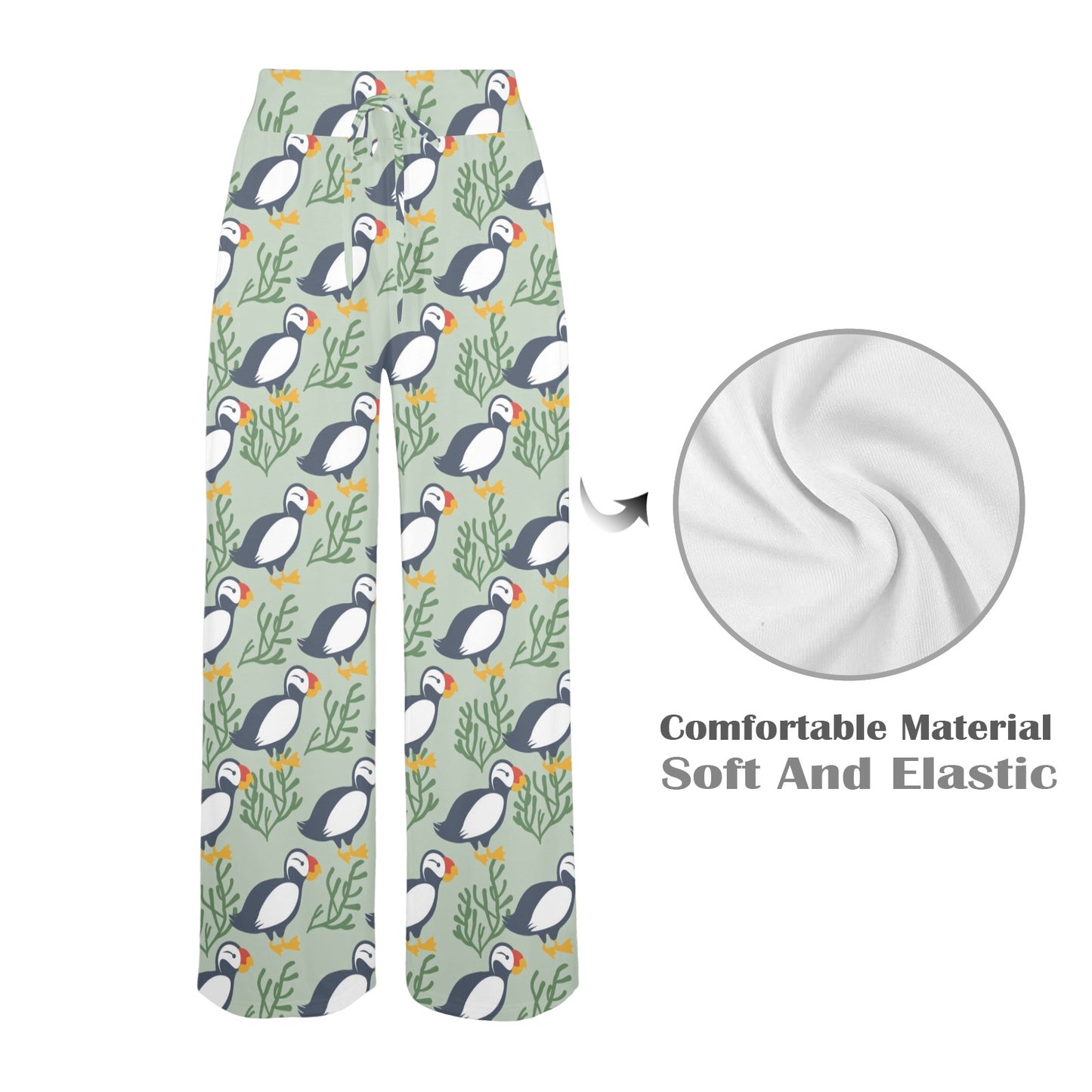 Puffin Pattern Print Design A04 Women's Wide Leg Lounge Pants