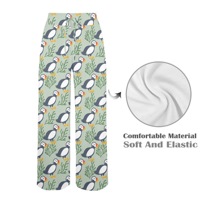 Puffin Pattern Print Design A04 Women's Wide Leg Lounge Pants