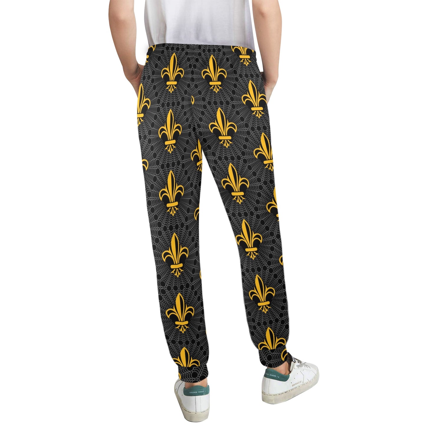 Fleur De Lis Gold Pattern Print Design 01 Women's Casual Track Pants