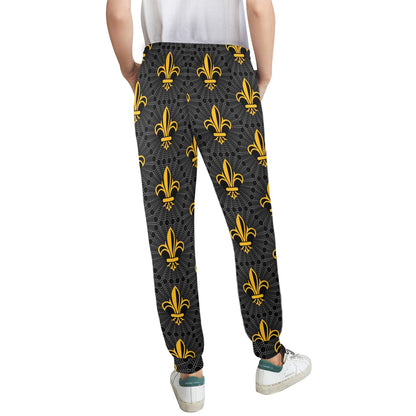 Fleur De Lis Gold Pattern Print Design 01 Women's Casual Track Pants