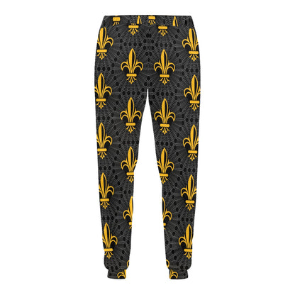 Fleur De Lis Gold Pattern Print Design 01 Men's Sweatpants