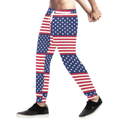 Patriotic US Flag Pattern Print Design A03 Men's Sweatpants
