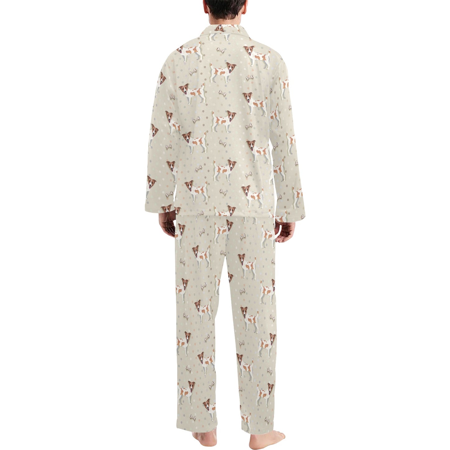 Russell Terriers With Bone Print Design LKS302 Men's Long Pajama Set
