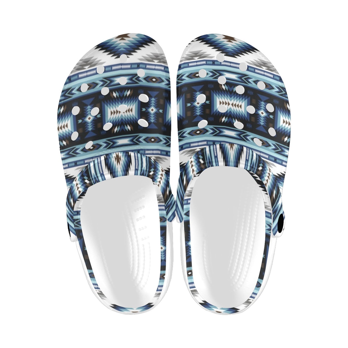 Navajo Dark Blue Print Pattern Unisex Clogs Shoes