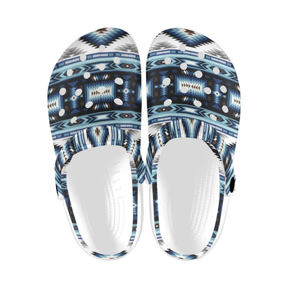 Navajo Dark Blue Print Pattern Unisex Clogs Shoes