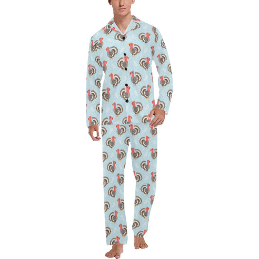 Turkey Print Design LKS403 Men's Long Pajama Set