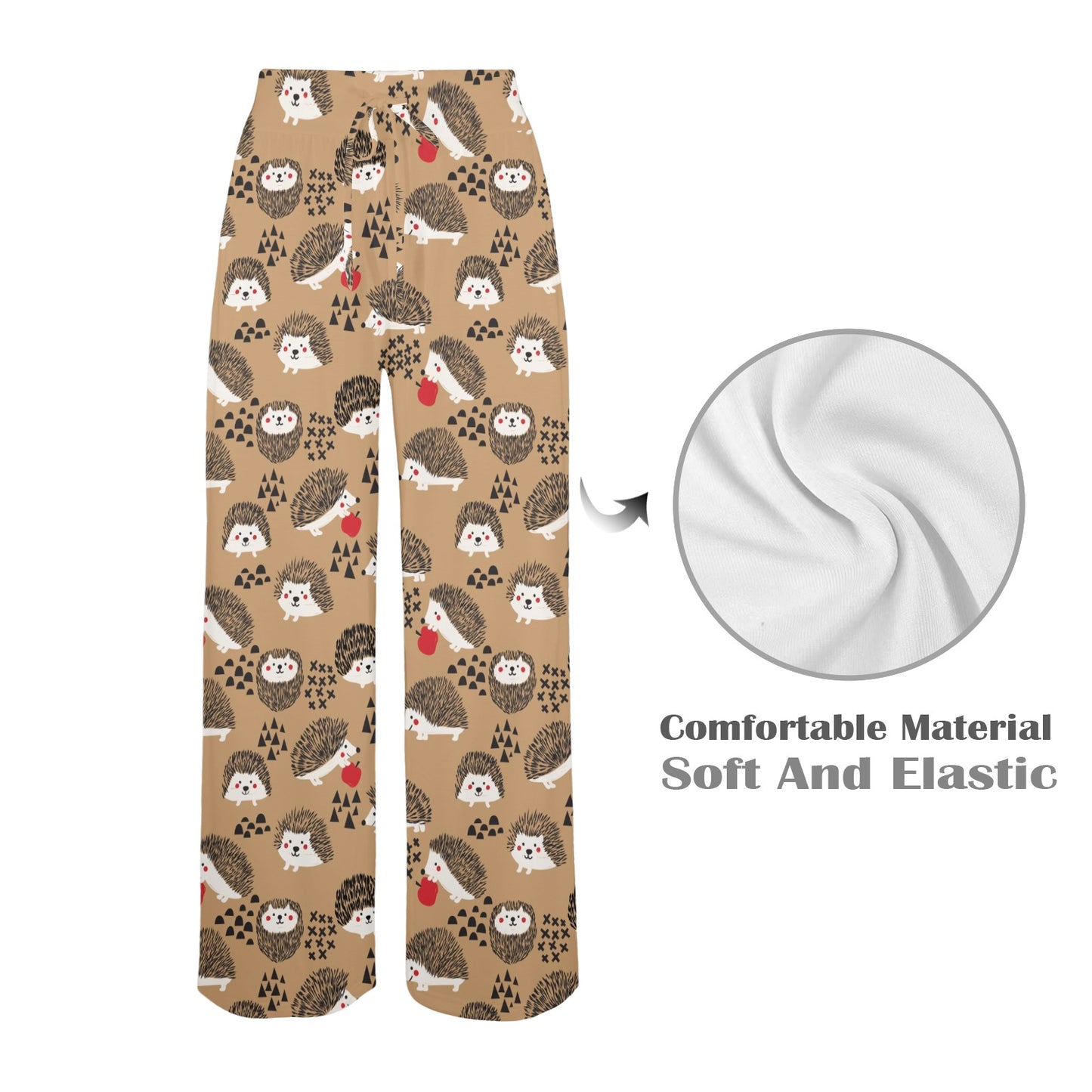 Hedgehog Print Design LKS403 Women's Wide Leg Lounge Pants