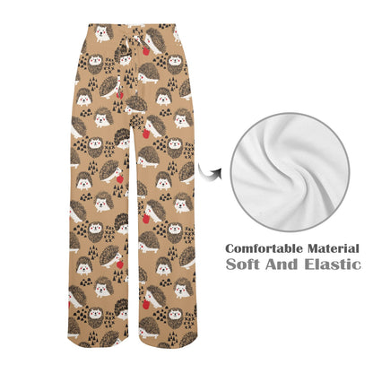 Hedgehog Print Design LKS403 Women's Wide Leg Lounge Pants