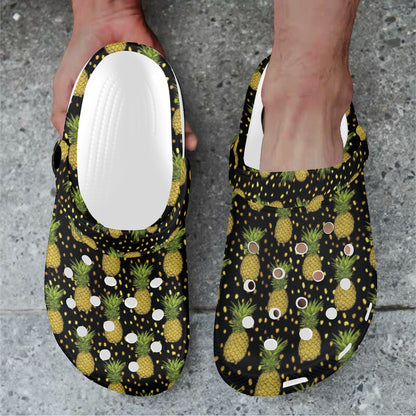 Pineapple Gold Dot Themed Print Unisex Clogs Shoes
