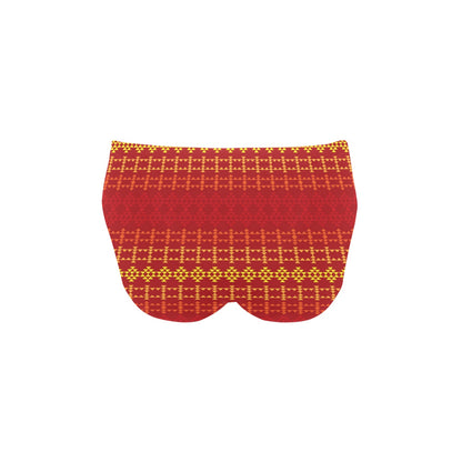 Southwest Red Gold Design Themed Print Men's Swimming Briefs