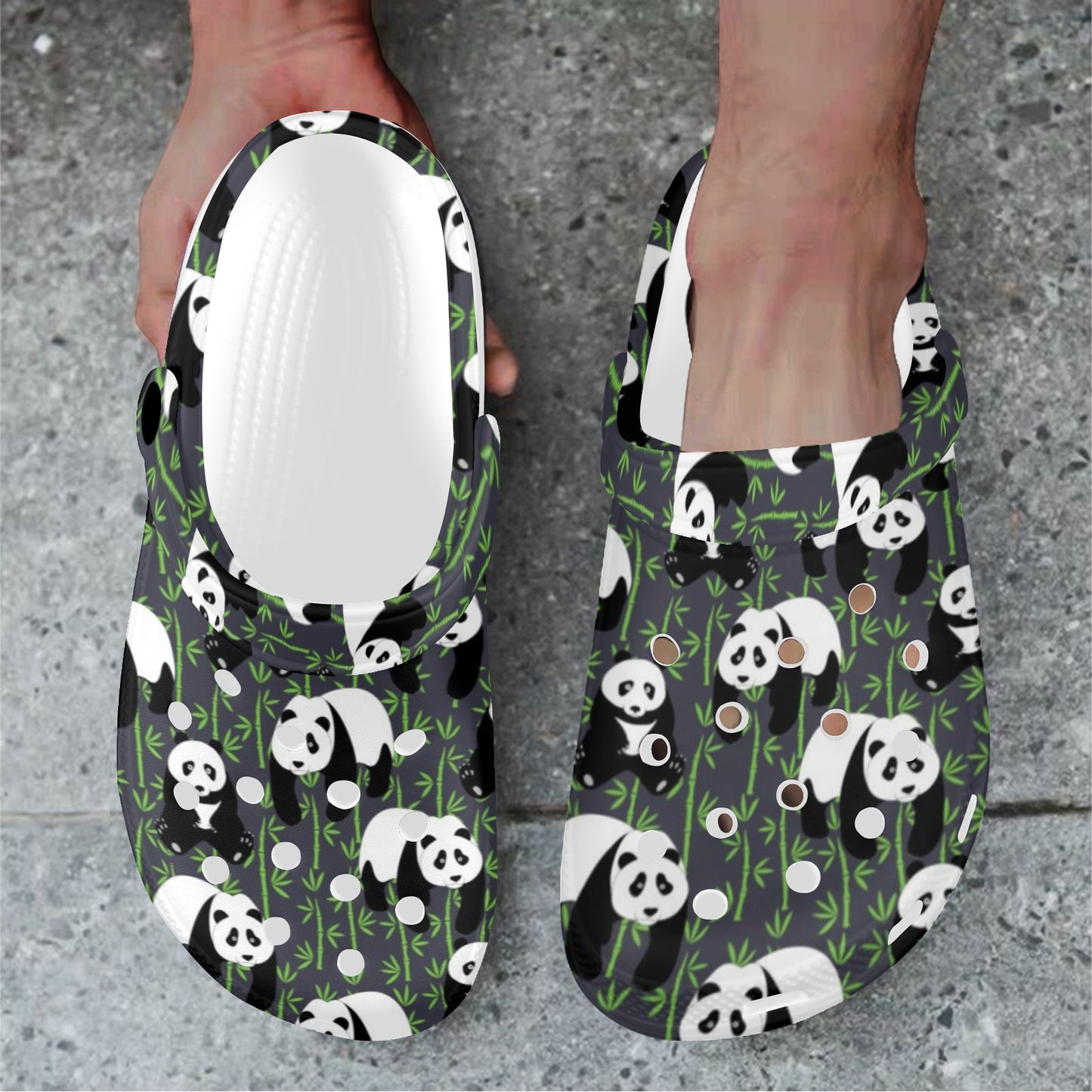 Panda Bear Bamboo Themed Print Unisex Clogs Shoes