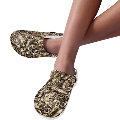Nautical Tattoo Design Themed Print Unisex Clogs Shoes