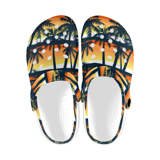 Palm Tree Sunset Design Print Unisex Clogs Shoes