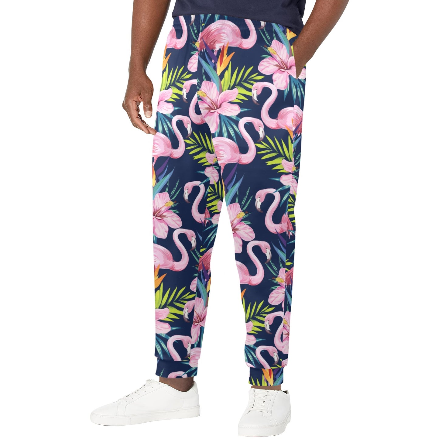 Flamingo Hibiscus Print Men's Casual Track Pants