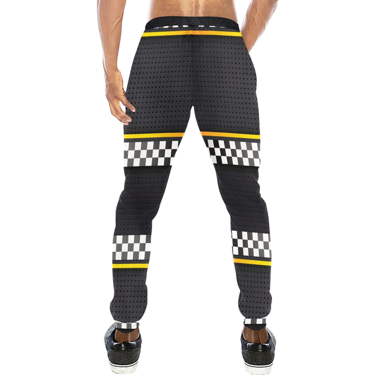 Checkered Flag Yellow Line Style Men's Sweatpants