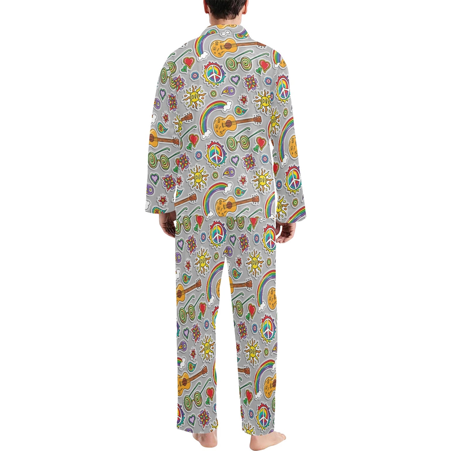 Hippie Print Design LKS306 Men's Long Pajama Set