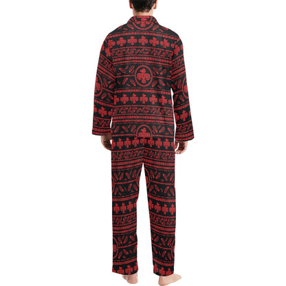 Native American Eagle Themed Print Men's Long Pajama Set